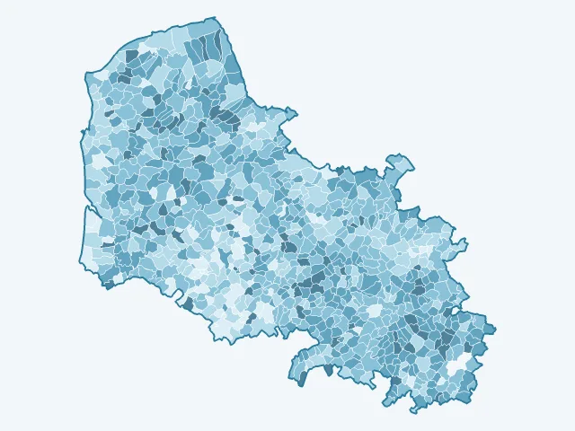 Carte de la population active dans le Pas-de-Calais (62)
