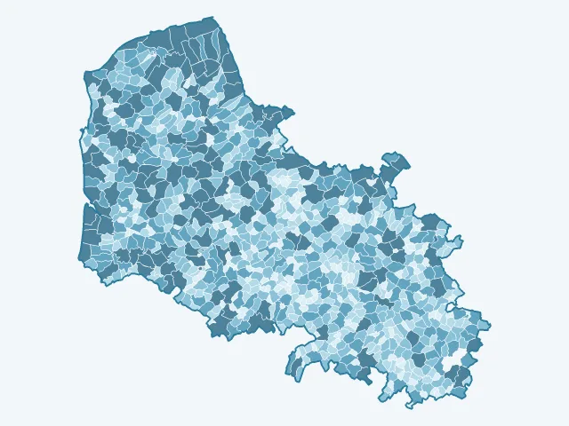 Carte de la superficie dans le Pas-de-Calais (62)