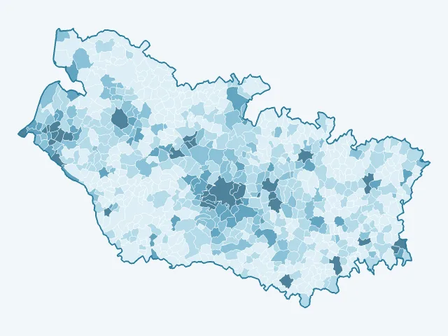 Carte de la densité de population dans la Somme (80)