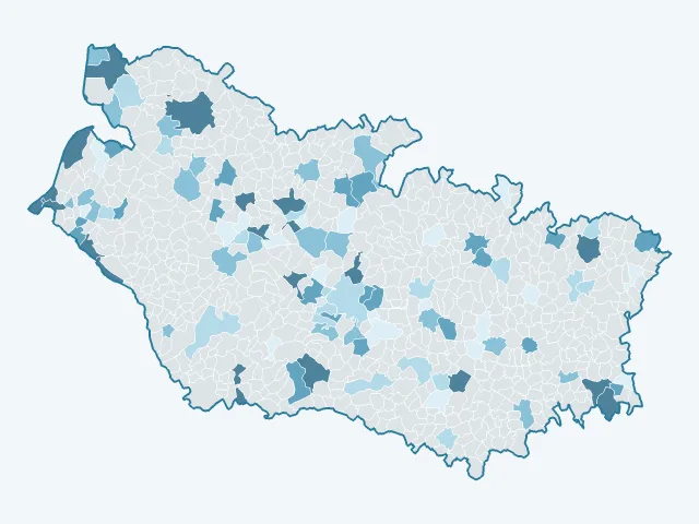 Carte de l'évolution des prix immobiliers dans la Somme (80)