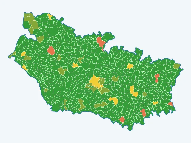 Carte de l'indice de tranquillité dans la Somme (80)