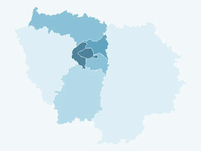 Carte de la densité de population en Île-de-France