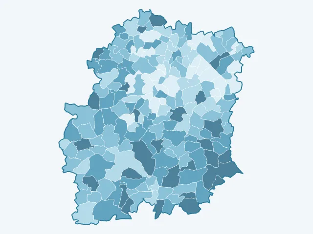 Carte de l'âge moyen dans l'Essonne (91)