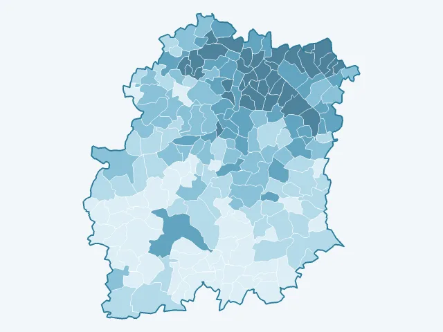 Carte de la densité de population dans l'Essonne (91)