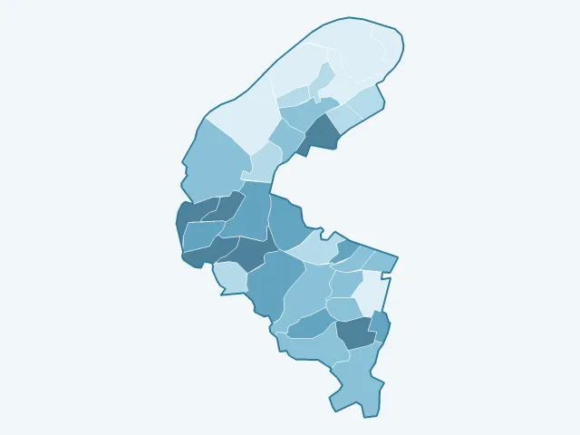 Carte de l'âge moyen dans les Hauts-de-Seine (92)