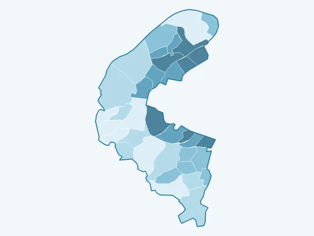 Carte de la densité de population dans les Hauts-de-Seine (92)