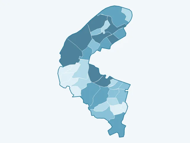 Carte du nombre d'habitants dans les Hauts-de-Seine (92)