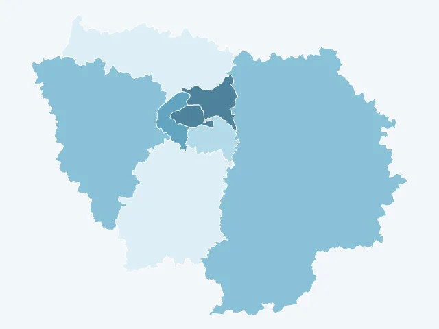 Carte du nombre d'habitants en Île-de-France