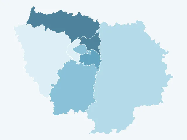 Carte du vote Jean-Luc Mélenchon en Île-de-France