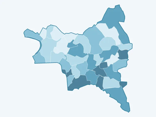 Carte de l'âge moyen dans la Seine-Saint-Denis (93)
