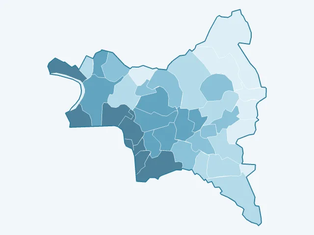 Carte de la densité de population dans la Seine-Saint-Denis (93)