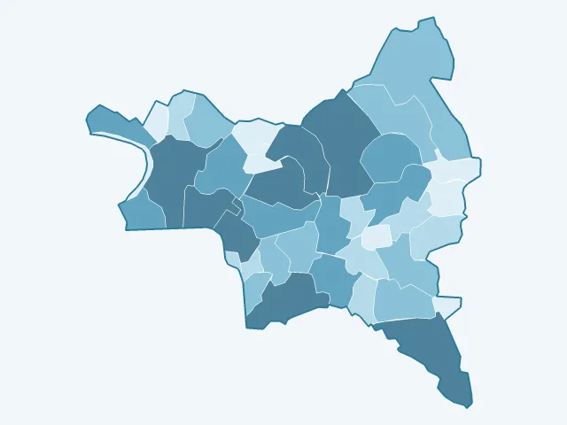 Carte du nombre d'habitants dans la Seine-Saint-Denis (93)