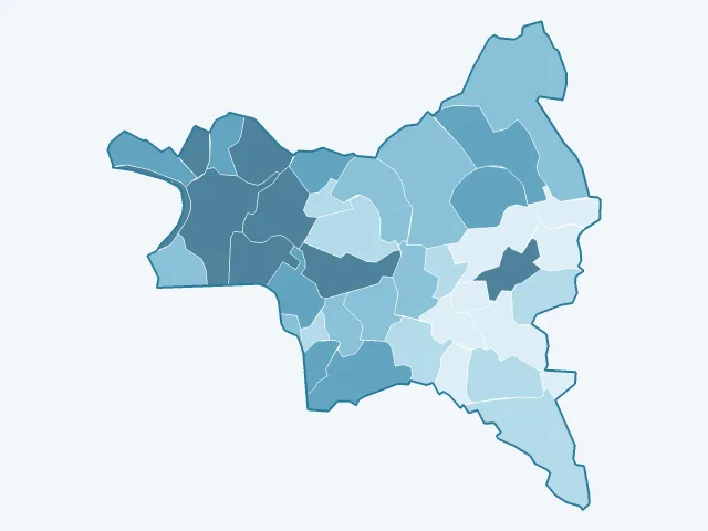 Carte du vote Jean-Luc Mélenchon dans la Seine-Saint-Denis (93)