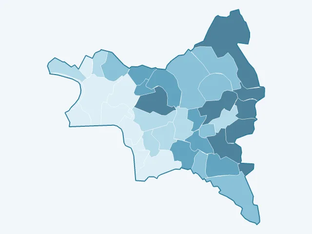 Carte du vote Marine Le Pen dans la Seine-Saint-Denis (93)