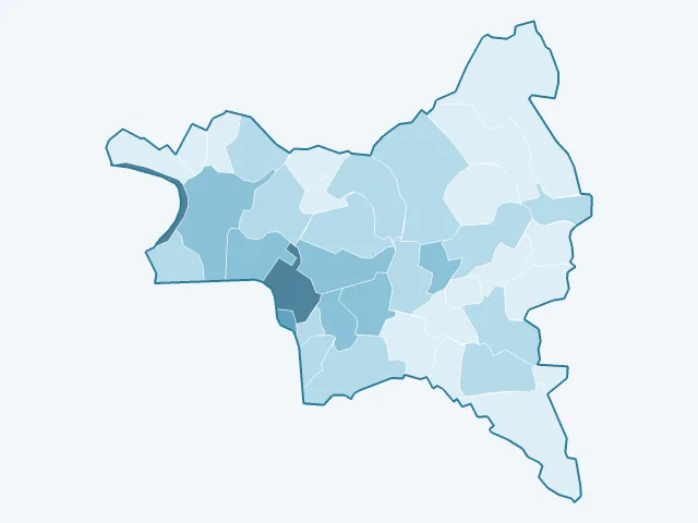 Carte du vote Nathalie Arthaud dans la Seine-Saint-Denis (93)