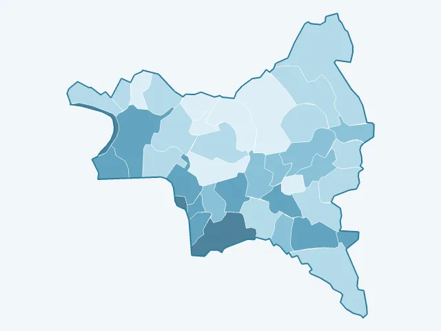Carte du vote Philippe Poutou dans la Seine-Saint-Denis (93)
