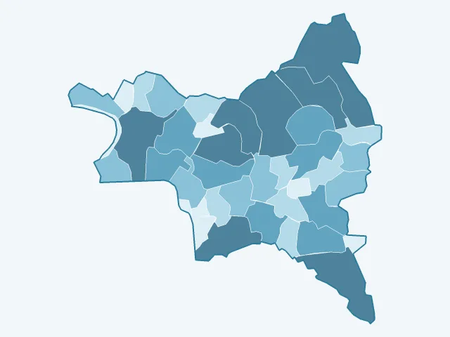 Carte de la superficie dans la Seine-Saint-Denis (93)