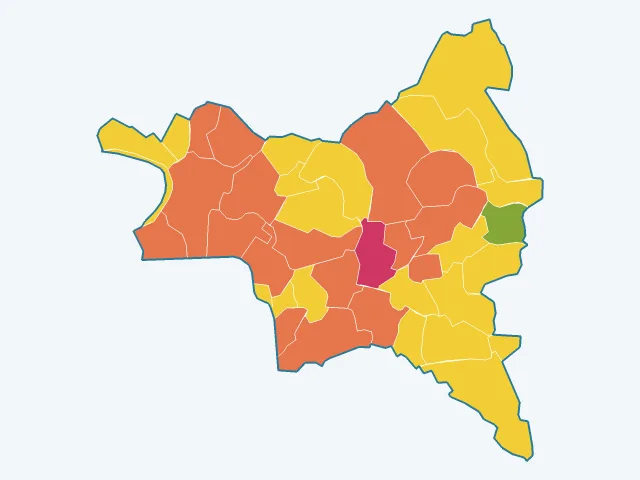 Carte de l'indice de tranquillité dans la Seine-Saint-Denis (93)