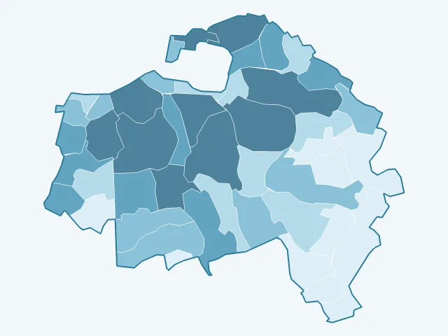 Carte du nombre d'habitants dans le Val-de-Marne (94)