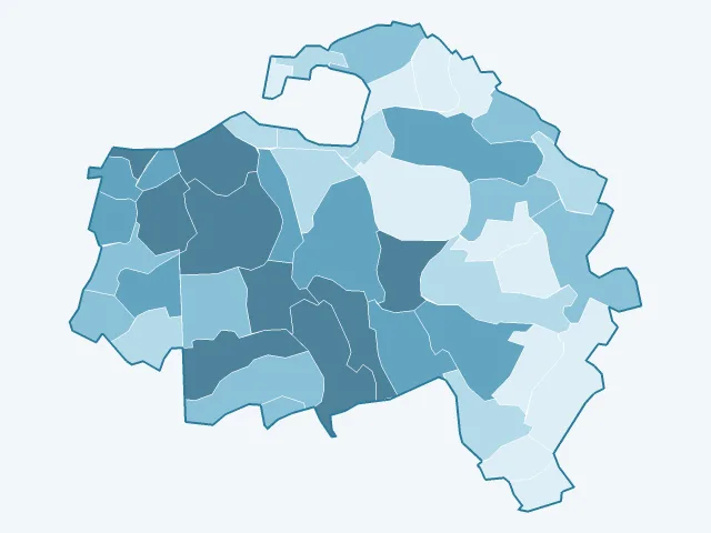 Carte du vote Jean-Luc Mélenchon dans le Val-de-Marne (94)