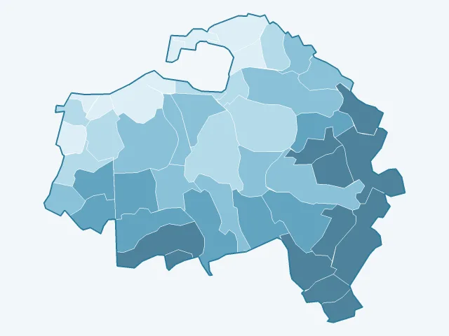Carte du vote Marine Le Pen dans le Val-de-Marne (94)