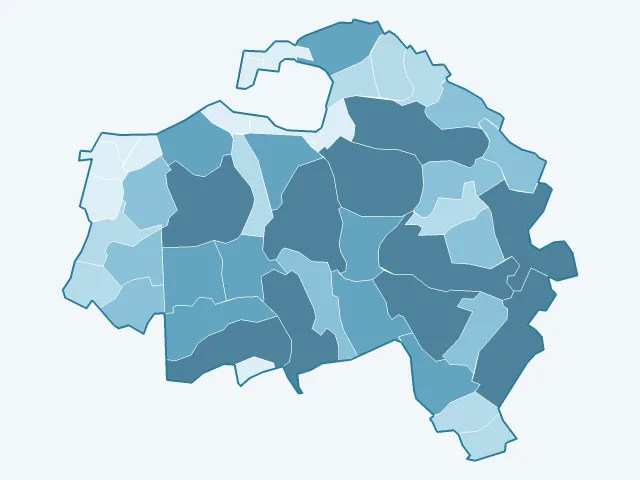 Carte de la superficie dans le Val-de-Marne (94)