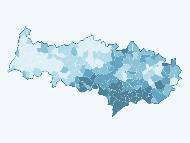 Carte de la densité de population dans le Val-d'Oise (95)
