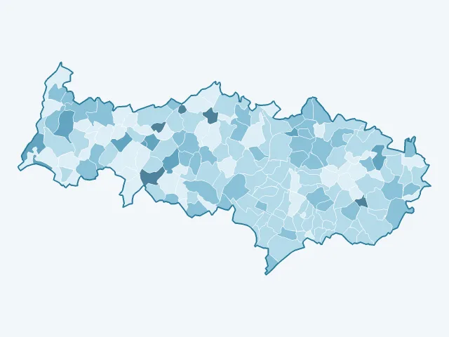 Carte du vote Nathalie Arthaud dans le Val-d'Oise (95)