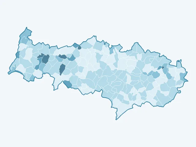 Carte du vote Philippe Poutou dans le Val-d'Oise (95)
