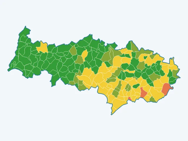 Carte de l'indice de tranquillité dans le Val-d'Oise (95)