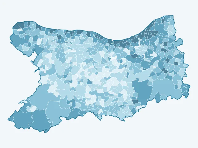 Carte de l'âge moyen dans le Calvados (14)