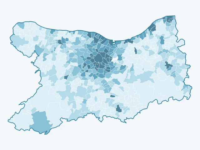 Carte de la densité de population dans le Calvados (14)