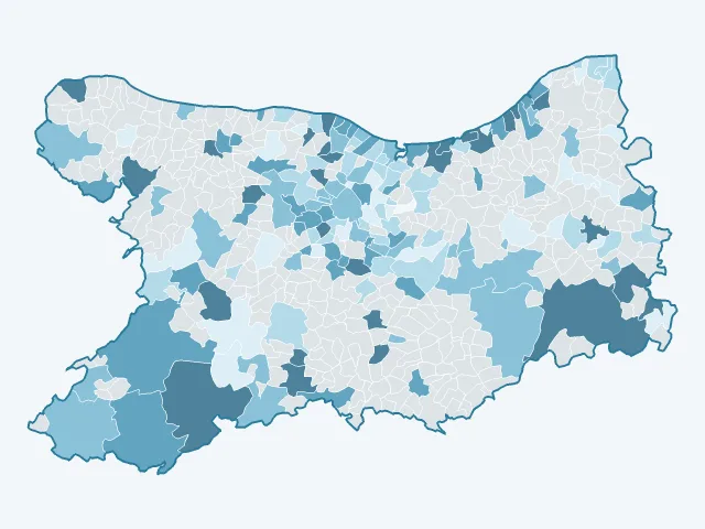 Carte de l'évolution des prix immobiliers dans le Calvados (14)