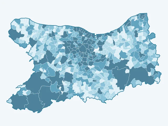Carte du nombre d'habitants dans le Calvados (14)