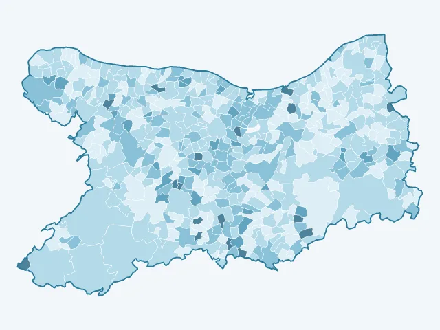 Carte du vote Fabien Roussel dans le Calvados (14)