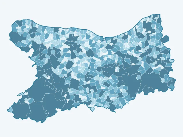 Carte de la superficie dans le Calvados (14)