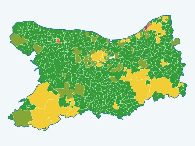 Carte de l'indice de tranquillité dans le Calvados (14)