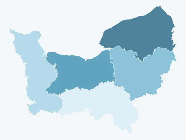Carte de la densité de population en Normandie