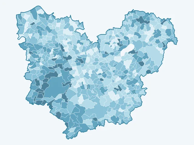 Carte de l'âge moyen dans l'Eure (27)
