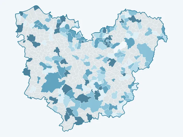 Carte de l'évolution des prix immobiliers dans l'Eure (27)