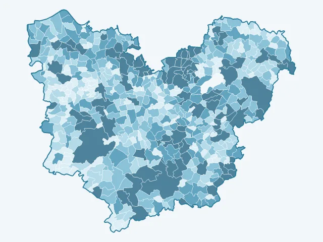 Carte du nombre d'habitants dans l'Eure (27)