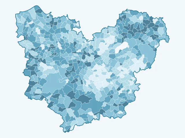 Carte du vote Marine Le Pen dans l'Eure (27)