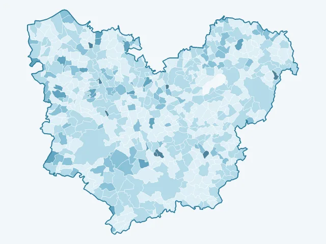 Carte du vote Nathalie Arthaud dans l'Eure (27)