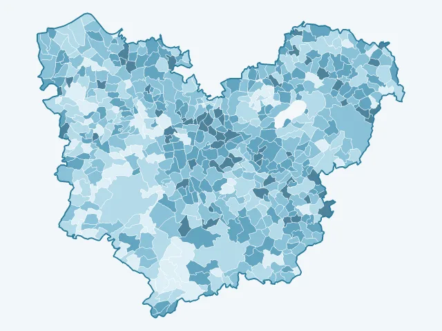 Carte de la population active dans l'Eure (27)