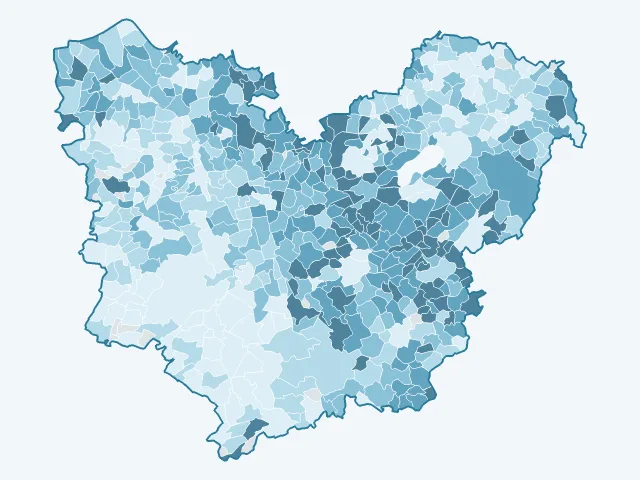 Carte du revenu moyen dans l'Eure (27)
