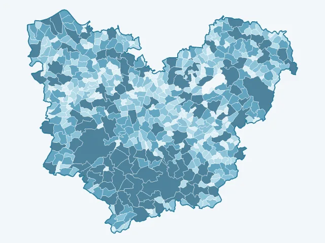 Carte de la superficie dans l'Eure (27)