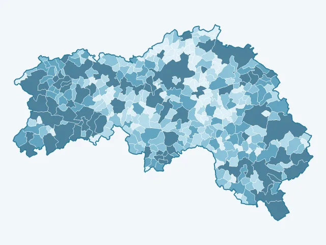 Carte du nombre d'habitants dans l'Orne (61)