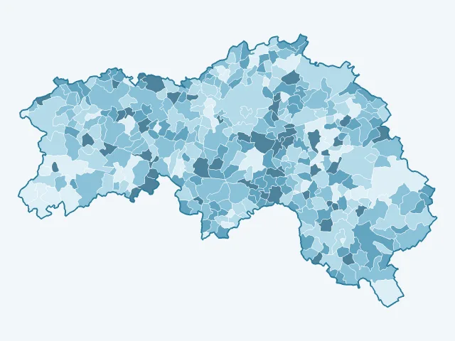 Carte de la population active dans l'Orne (61)
