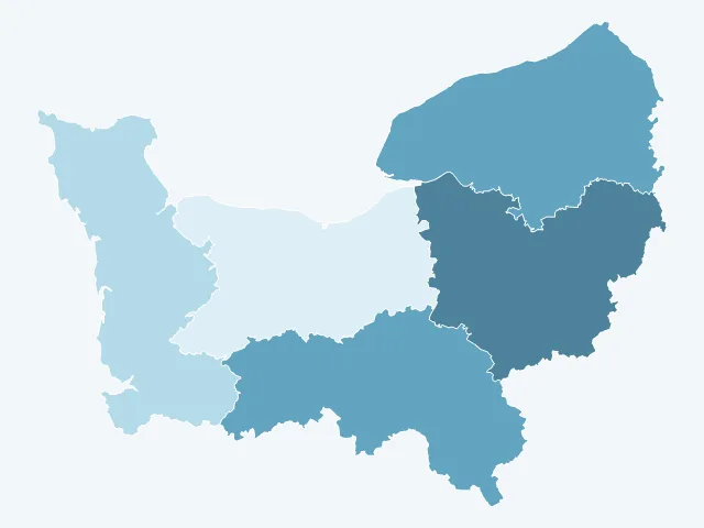 Carte du vote Marine Le Pen en Normandie
