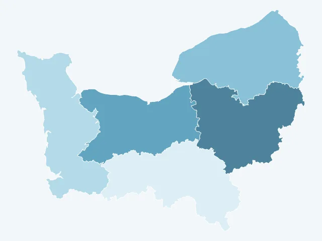 Carte de la population active en Normandie